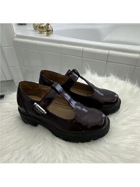Sam Edelman Patent Mary Jane Platform Shoes in Dark Burgundy
